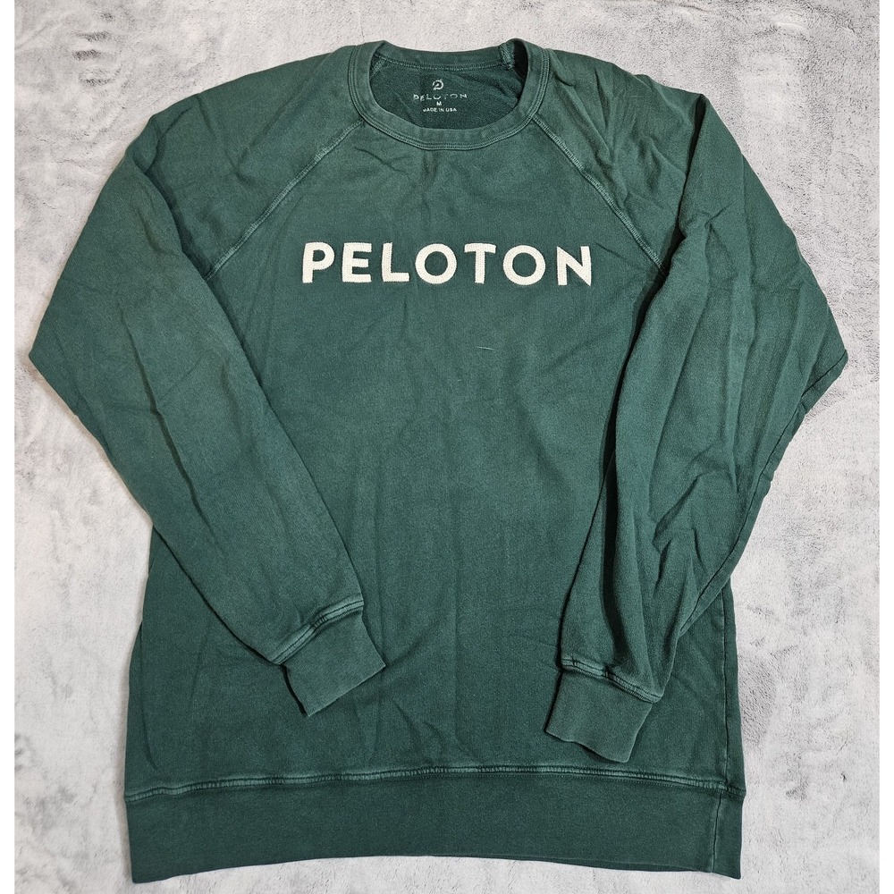 Peloton Classic Green Crew Neck Raglan Cut Sweatshirt Men's Size Medium USA Made